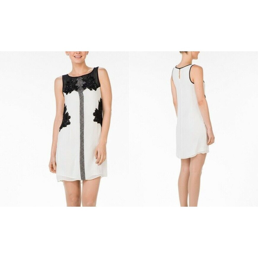 Pearl by Georgina Chapman of Marchesa Beaded Lace Inset Cocktail Dress Size 8